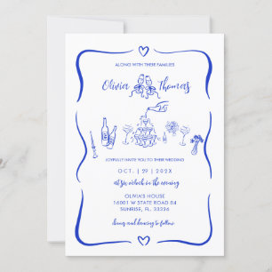 Main Bleue Tiré Whimsical Wedding Invitations