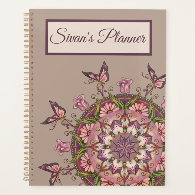 Main customisée Tirée Floral Mandala Planner (Devant)