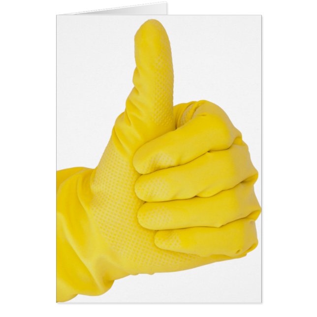 Main dans le gant de latex jaune (Devant)