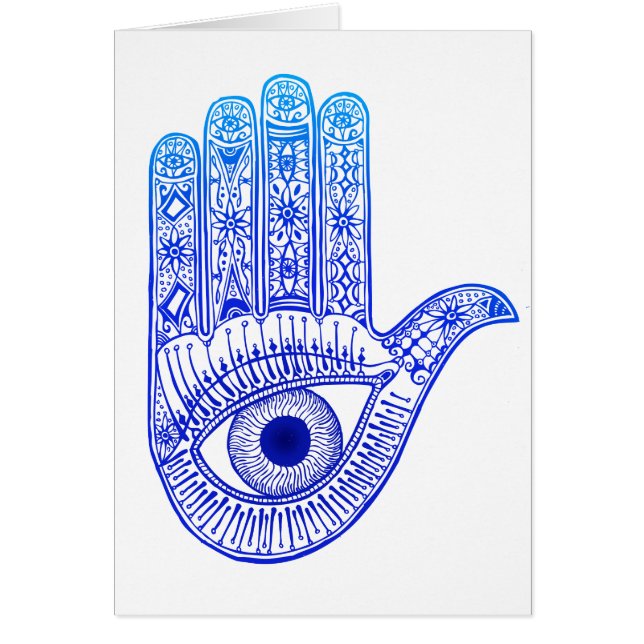 Main de Hamsa bleu / Défense des yeux mal / Main d (Devant)