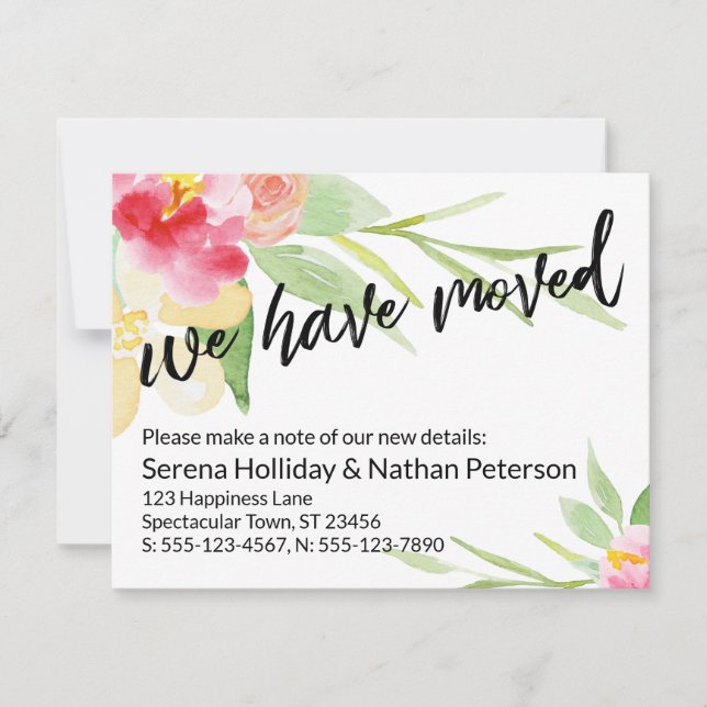 Main décontractée Nous Avons Déplacé Carte Fleurs  (Devant)