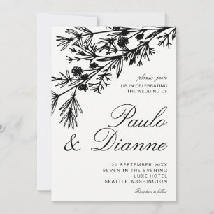 Main dessinée Feuilles botaniques Faire-part de ma