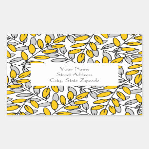 Main dessinée gris jaune Feuille Motif étiquettes