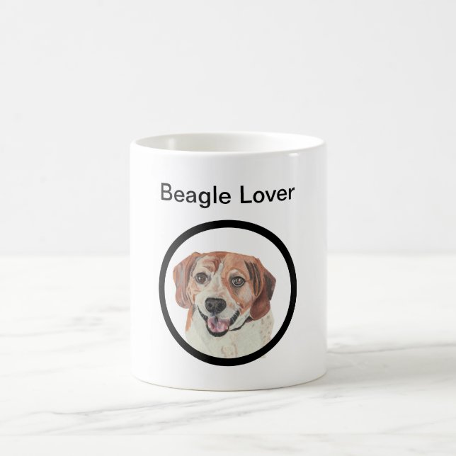 Main Drawn Pastel Beagle Amoureux des chiens Mug (Centre)