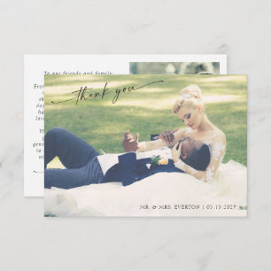 Main moderne Lettré 2 Mariage photo Merci