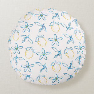 Main Motif Citrus tirée - Coussin rond