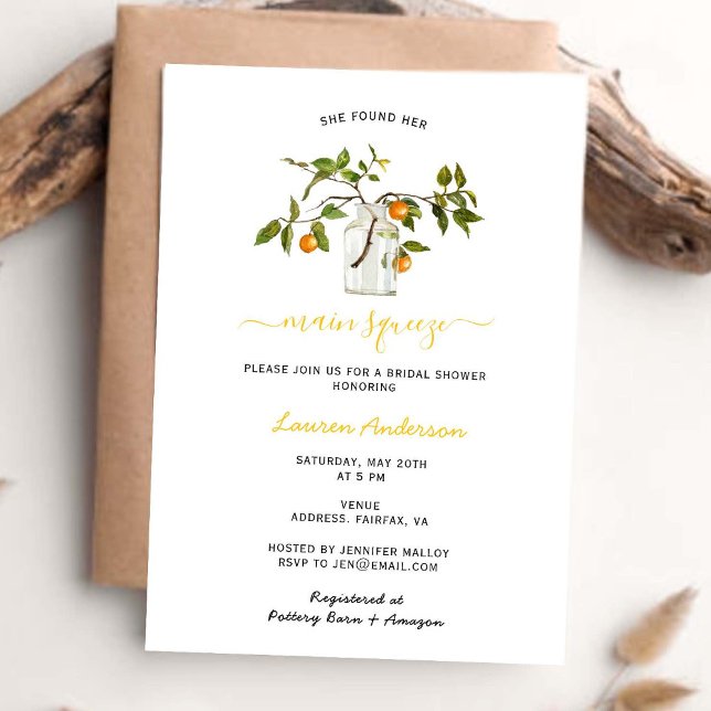 Main presser Lemon tree Bridal Douche invitation (Créateur téléchargé)