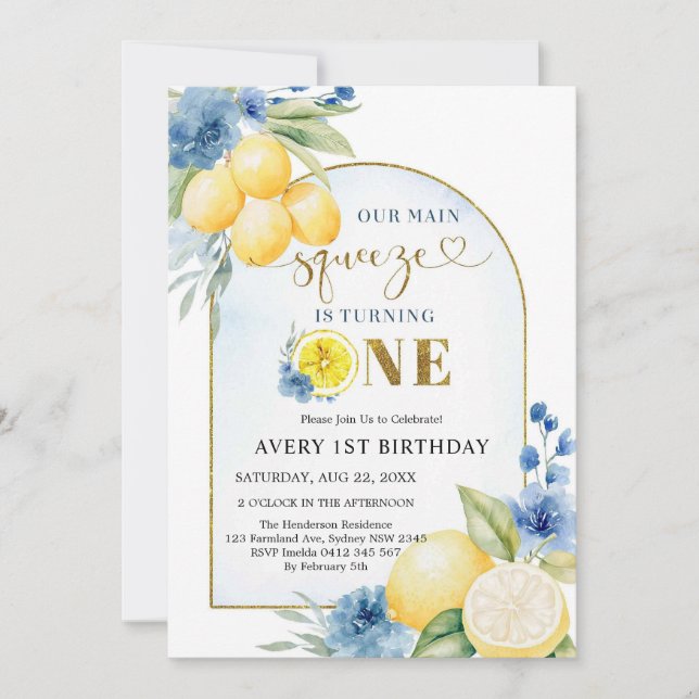Main Squeeze Citrus Lemon Birthday Invitation (Devant)