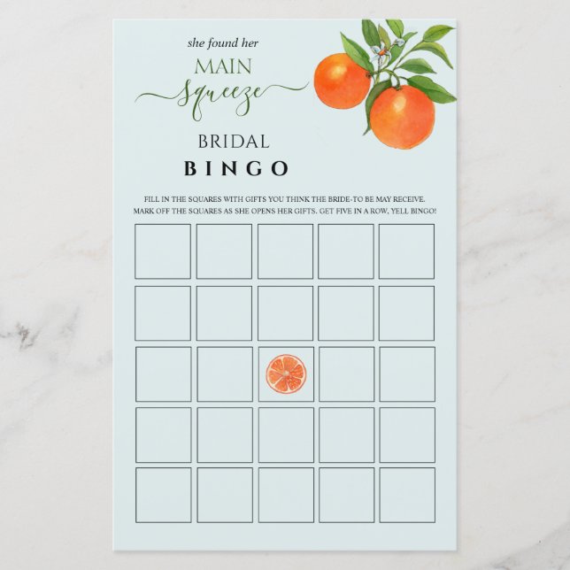 Main Squeeze Fête des mariées Bingo (Devant)