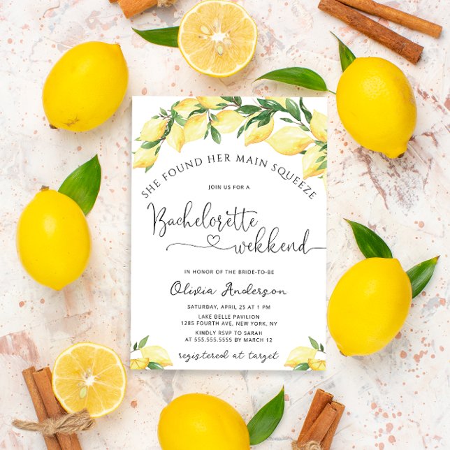 Main Squeeze Lemon Bachelorette Invitation du week (Créateur téléchargé)