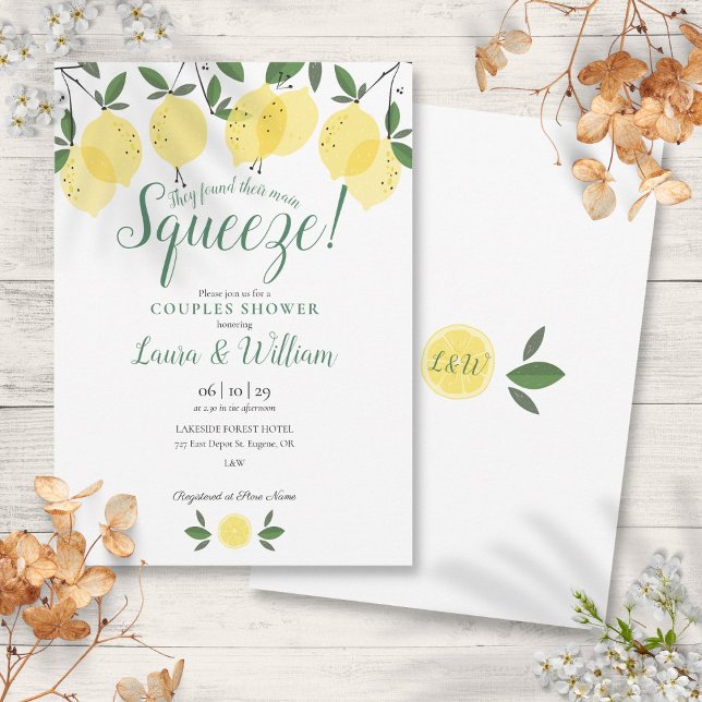 Main Squeeze Lemons Couples Douche Invitation (Main Squeeze Lemons Couples Shower Invitation)