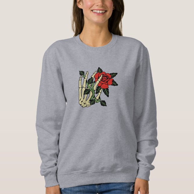 Main squelette avec Sweatshirt Rose - Personnalisa (Devant)