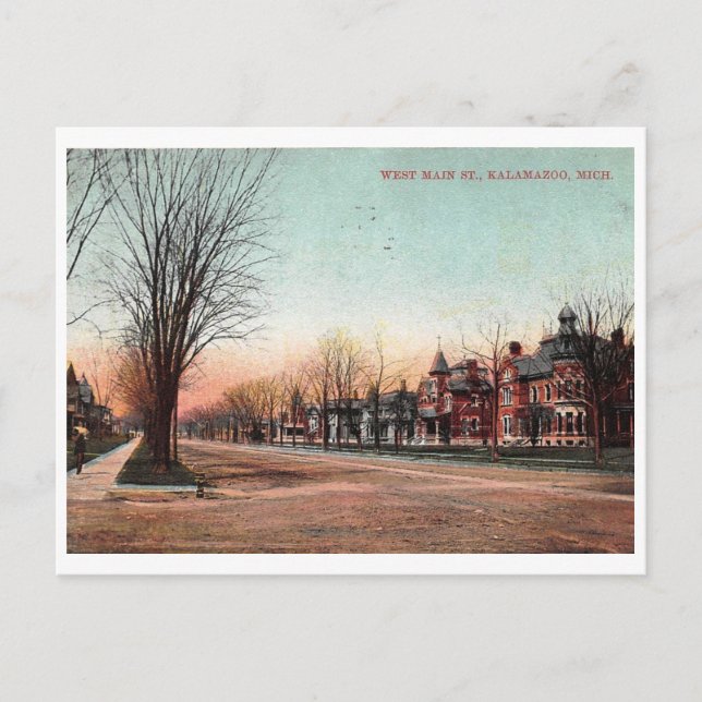 Main St., Kalamazoo, Michigan 1908 Carte postale v (Devant)