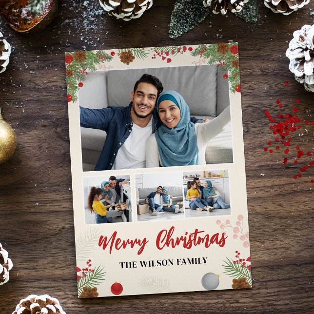 Main tirée Joyeux Noël Quatre photos Collage (Créateur téléchargé)