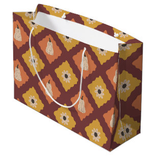 Main tirée Motif Diamond Automne Grand sac cadeau
