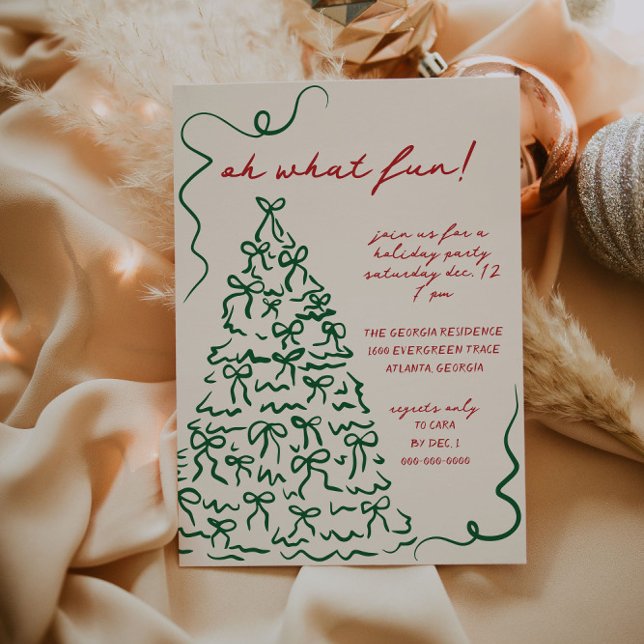 Main Tirée Oh Quel Amusant Noël Fête Invitation (Créateur téléchargé)