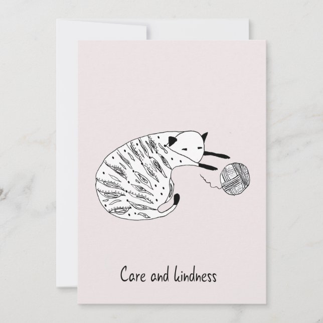 Main Tirée rose Encouragement Carte de voeux Chat (Devant)