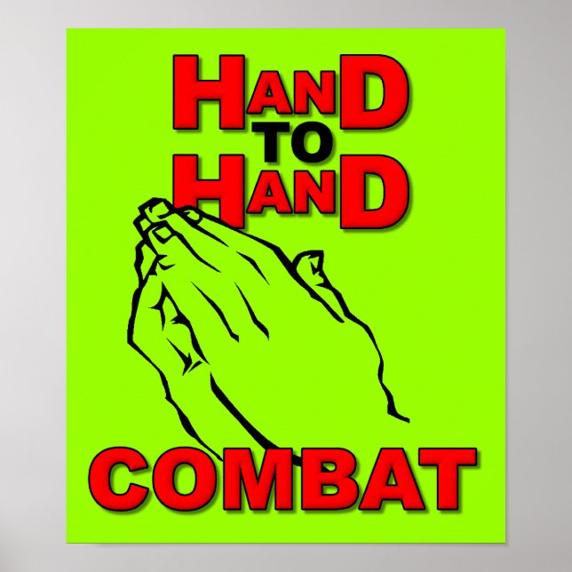 Main To Hand Combat Prière Signet Poster Christian (Devant)