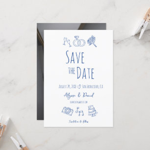 Main Whimsical dessinée Minimal bleu blanc photo