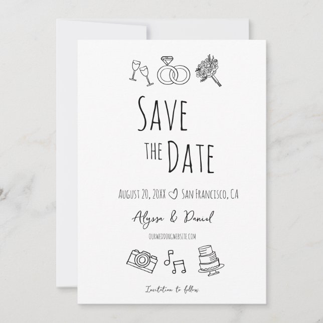 Main Whimsical dessinée Minimal noir blanc unique (Devant)