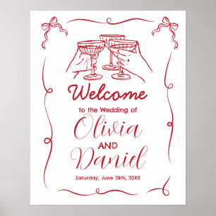 Main Whimsical Mariage Affiche de bienvenue tirée