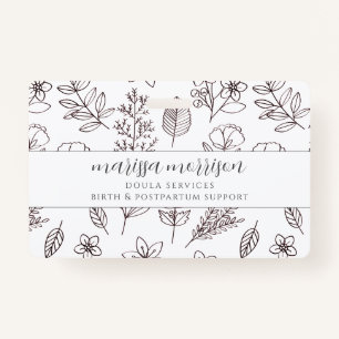 Main Whimsical Tiré Floral Sur Pink Doula Badge