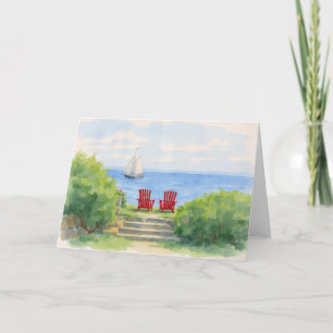 Maine Aquarelle Rouge Adirondaises Bord de mer