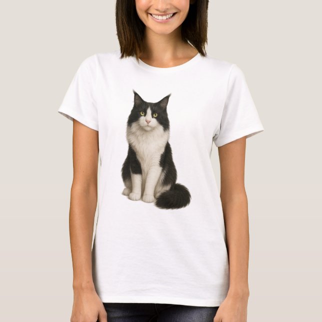 Maine Coon black and white T-shirt (Devant)