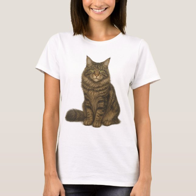 Maine Coon Brown Blotched Tabby T-Shirt (Devant)