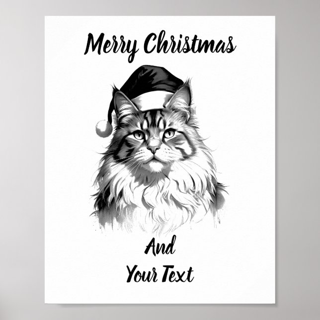 Maine Coon Christmas Poster Instant Download (Devant)