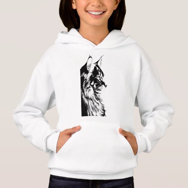 Maine Coon Girl's Pullover White Hoodie Kids' (Devant)