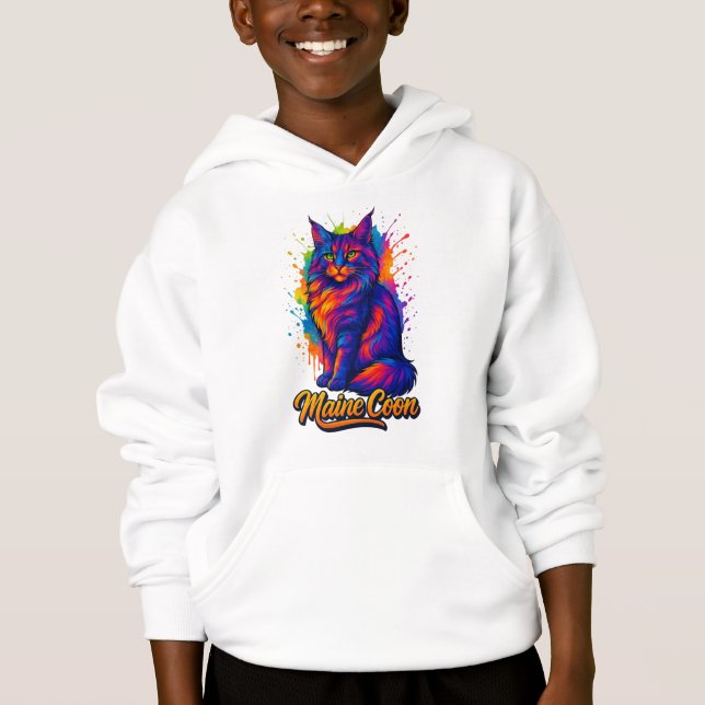 Maine Coon Pop Art Colorful Cat Illustration (Devant)
