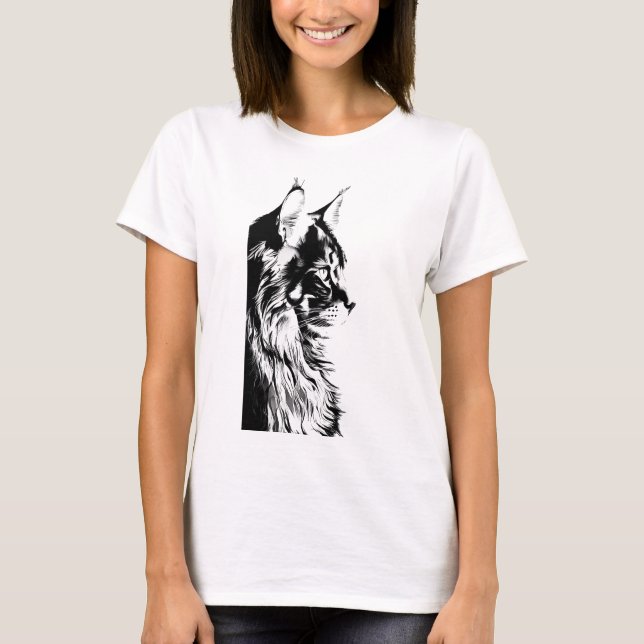 Maine Coon Women's White T-Shirt Cat Print (Devant)