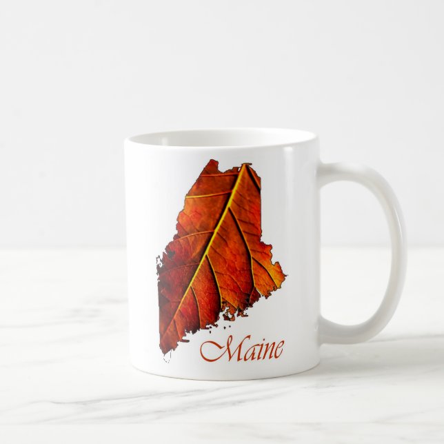 Maine Fall Folig Photo Cadeau Mug Autumn Leaf (Droite)