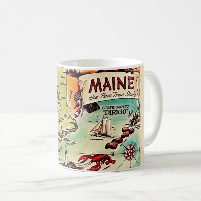 Maine - Mug de la carte postale du Pine Tree State (Devant droit)