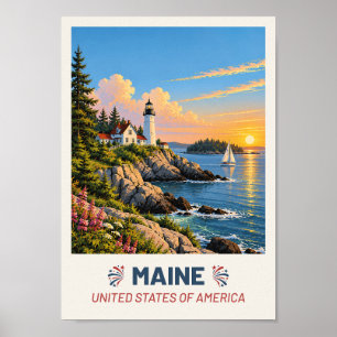 Maine USA – Vintage Travel Poster