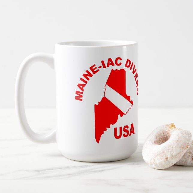 Maineiac Divers Classic Logo 15oz Mug (Avec donut)
