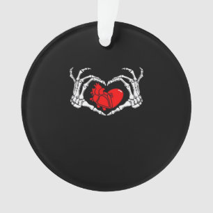 Mains De Squelette Effrayant Et Coeur Rouge Déplai