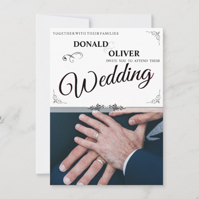 Mains d'un couple de Mariages gais avec anneaux (Devant)