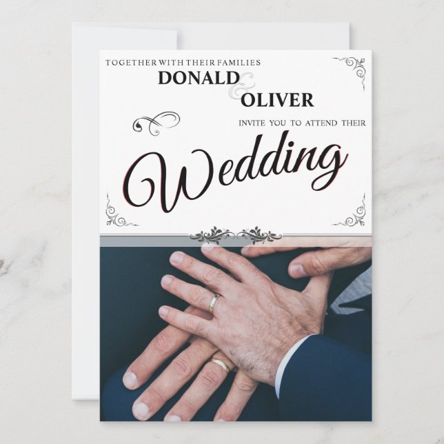 Mains d'un couple de Mariages gais avec anneaux (Devant)