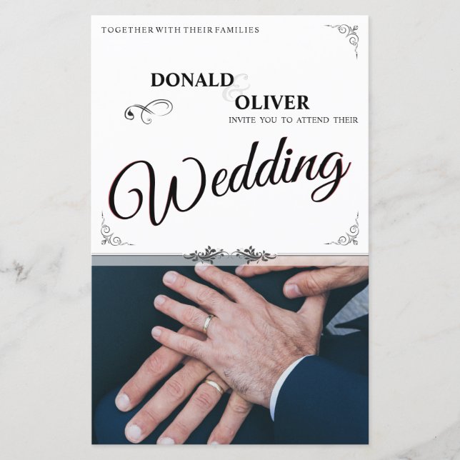 Mains d'un couple de Mariages gais avec anneaux (Devant)