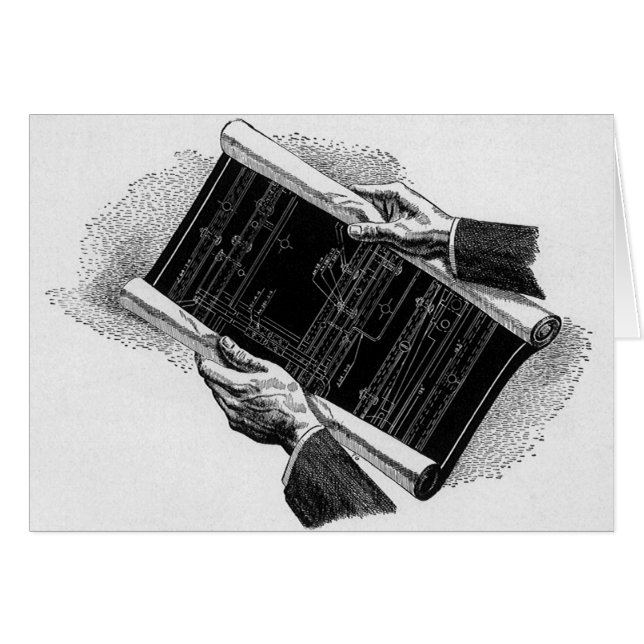 Mains w Architectural Blueprints, Vintage Business (Devant horizontal)