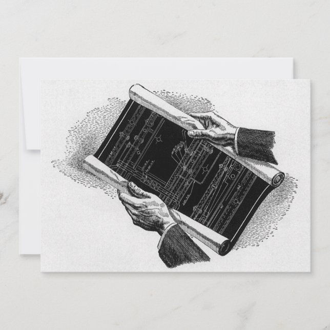 Mains w Architectural Blueprints, Vintage Business (Devant)