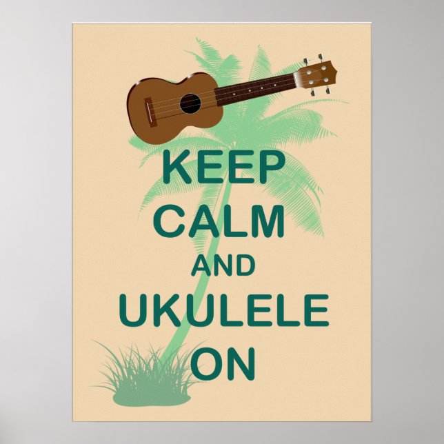 Maintenez le calme et Ukulele sur une affiche uniq (Devant)