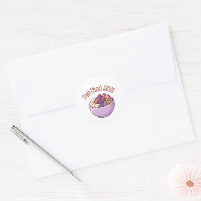 Mais d'abord Açaí Autocollant Mignon Kawaii  (Enveloppe)
