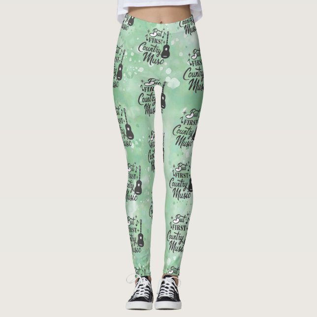 Mais d'abord Leggings Vert Clair Musique Country (Devant)