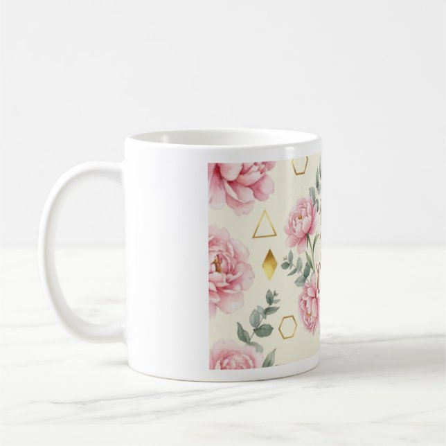 Mais d'abord Mug | Tasse à café en or rose floral (Gauche)