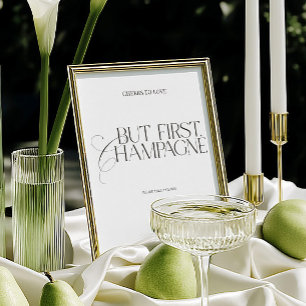 Mais d'abord, panneau de mariage élégant Champagne