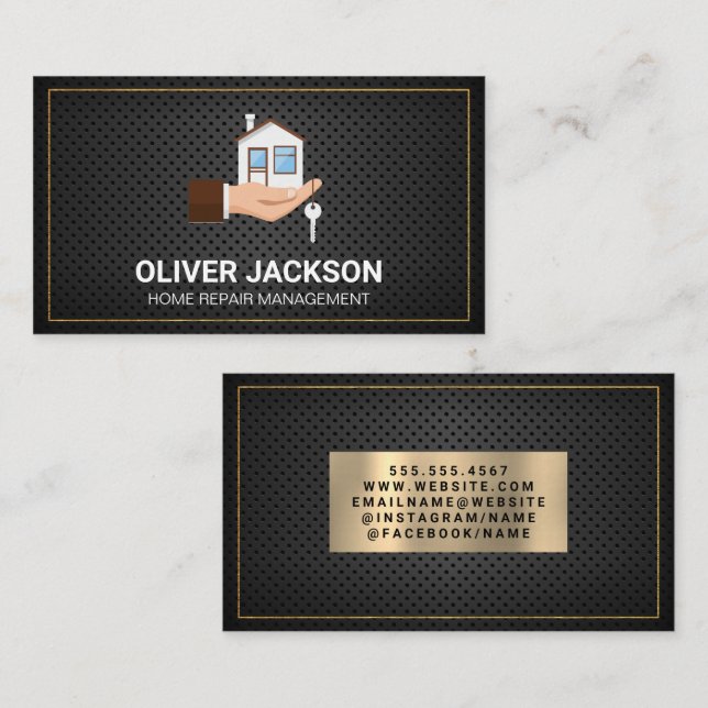 Maison à main | Carte de visite de maillage perfor (Devant / Derrière)