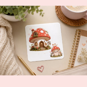Maison Champignon Mignonne Autocollant   Cottageco